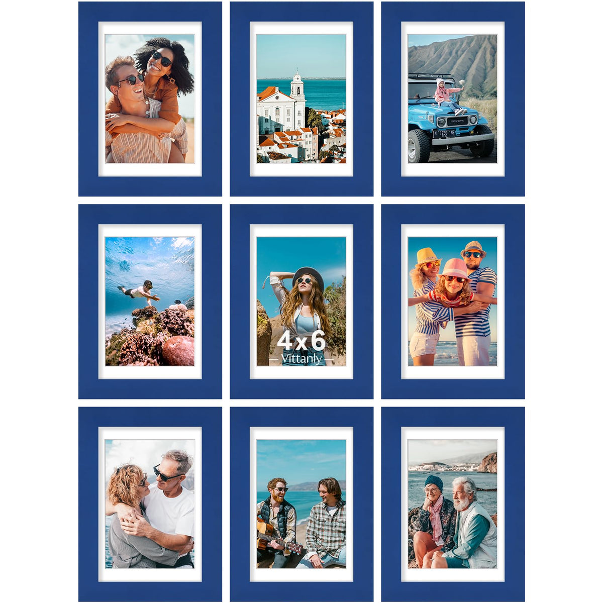Vittanly 8x10 Picture Frames Set of 9 for Wall or Tabletop Display, Black