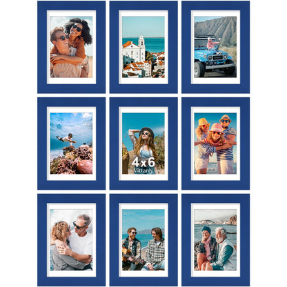 Vittanly 8x10 Picture Frames Set of 9 for Wall or Tabletop Display, Black