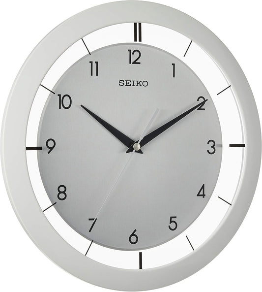 SEIKO QXA520WLH Metal Non Ticking Wall Clock, White, 11 Inch
