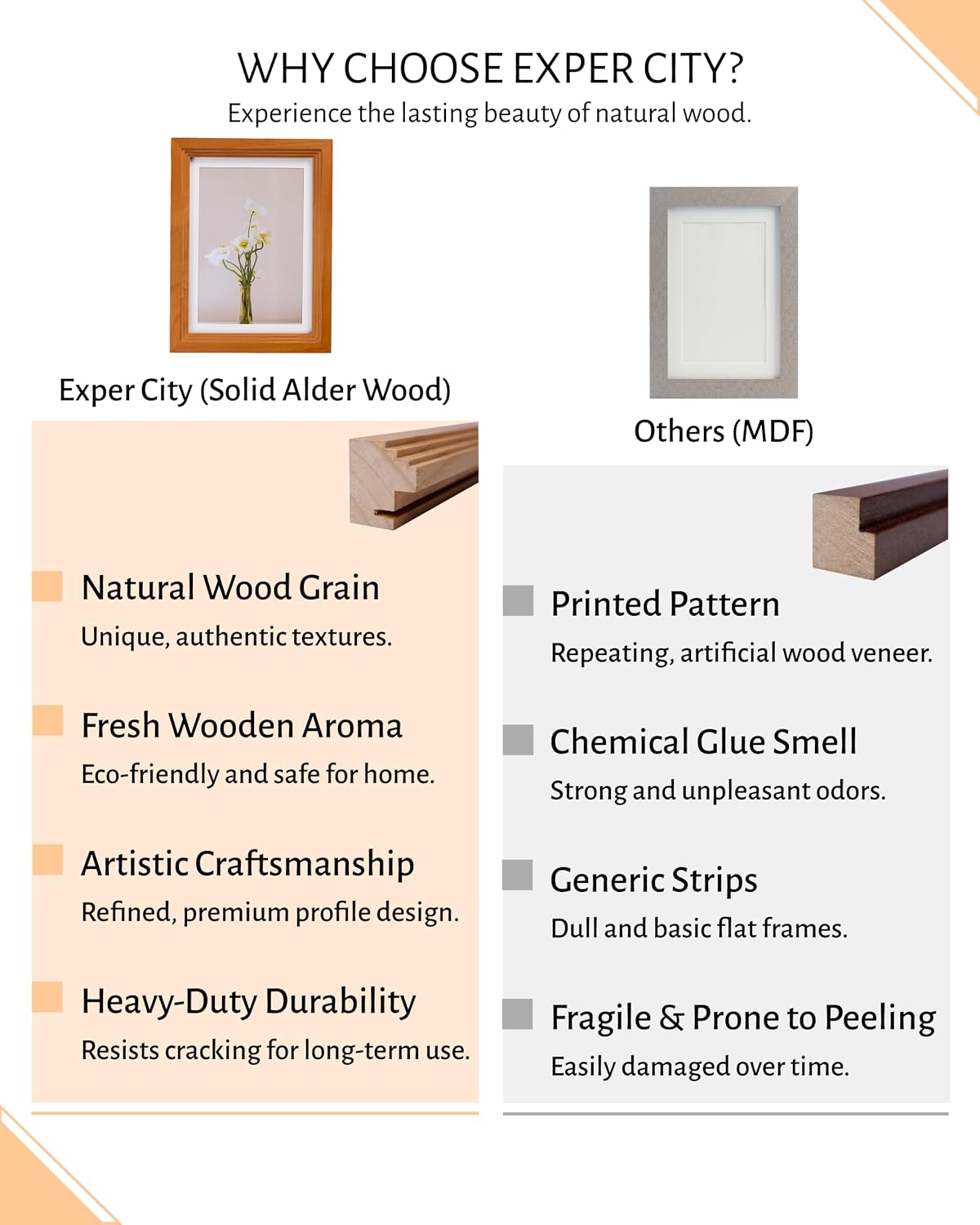 8x10 Wooden Picture Frame, Displays 8x10 Without Mat or 5x7 With Mat, Solid Wood Colorful Photo Frame for Wall Tabletop, Real Glass, Rustic Stepped Edge, 2 Pack, Brown