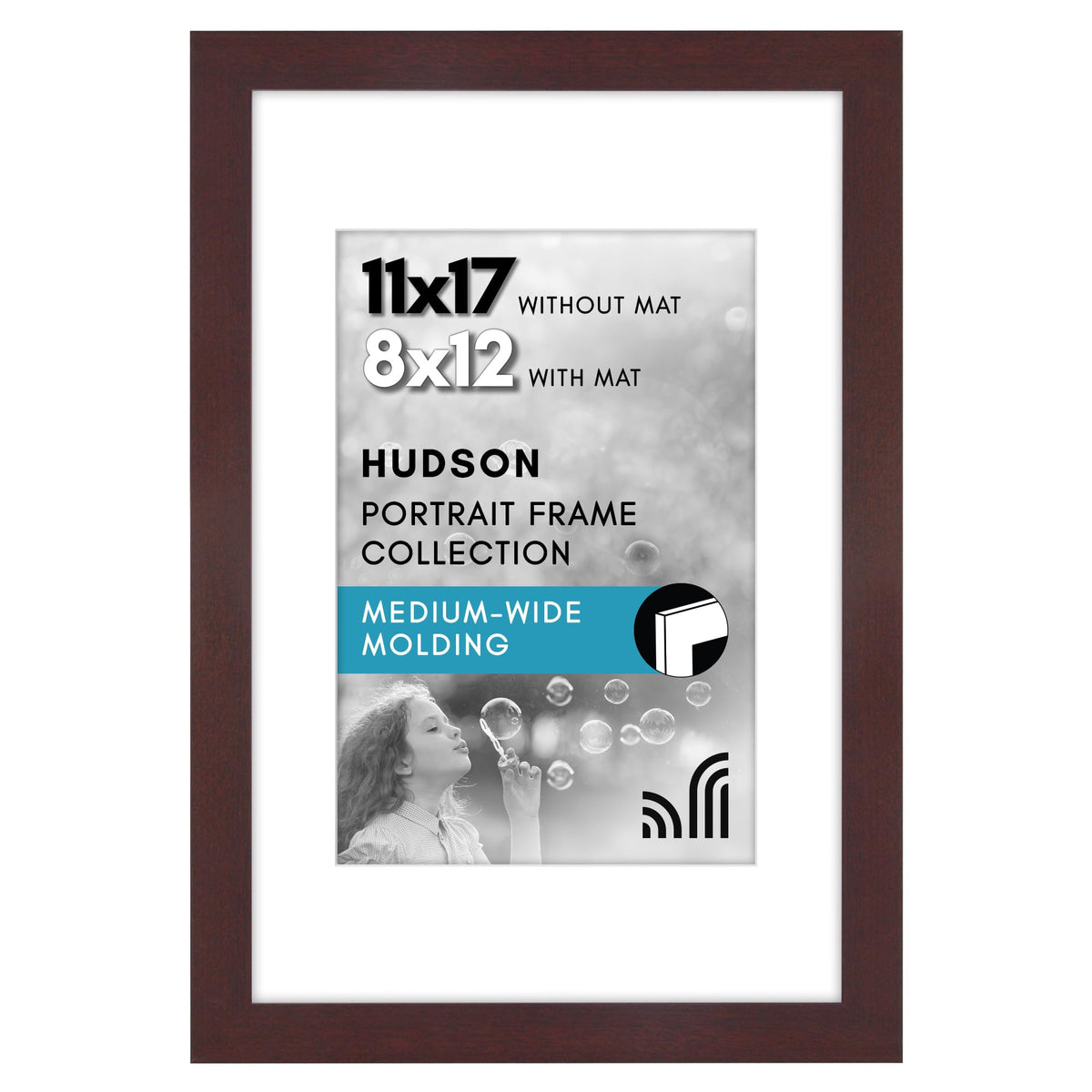 Americanflat 22x28 Poster Frame - Matted to 18x24 - Engineered Wood - Black