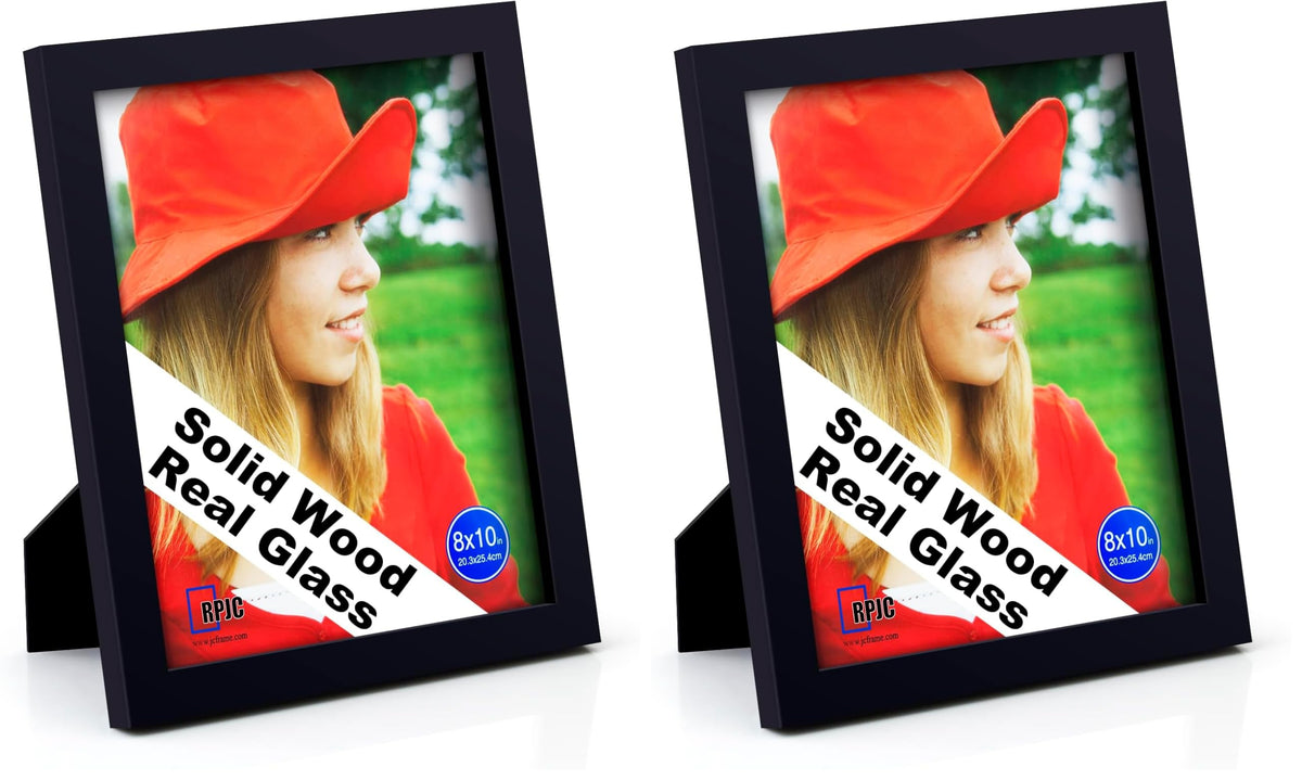 RPJC 5x7 Solid Wood Picture Frame with Real Glass Cover Black