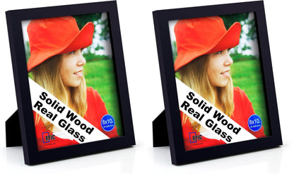 RPJC 5x7 Solid Wood Picture Frame with Real Glass Cover Black