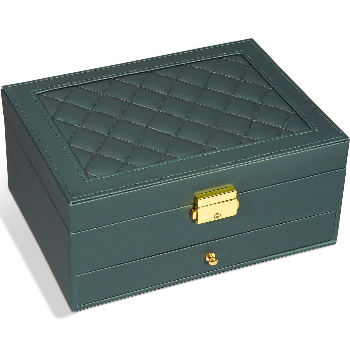 GUOER Jewelry Box for Women Girl Wife - Large PU Leather Jewelry Organizer Storage Case with Two Layers Display for Earrings Bracelets Rings Watches Mothers Day Gifts (Black)