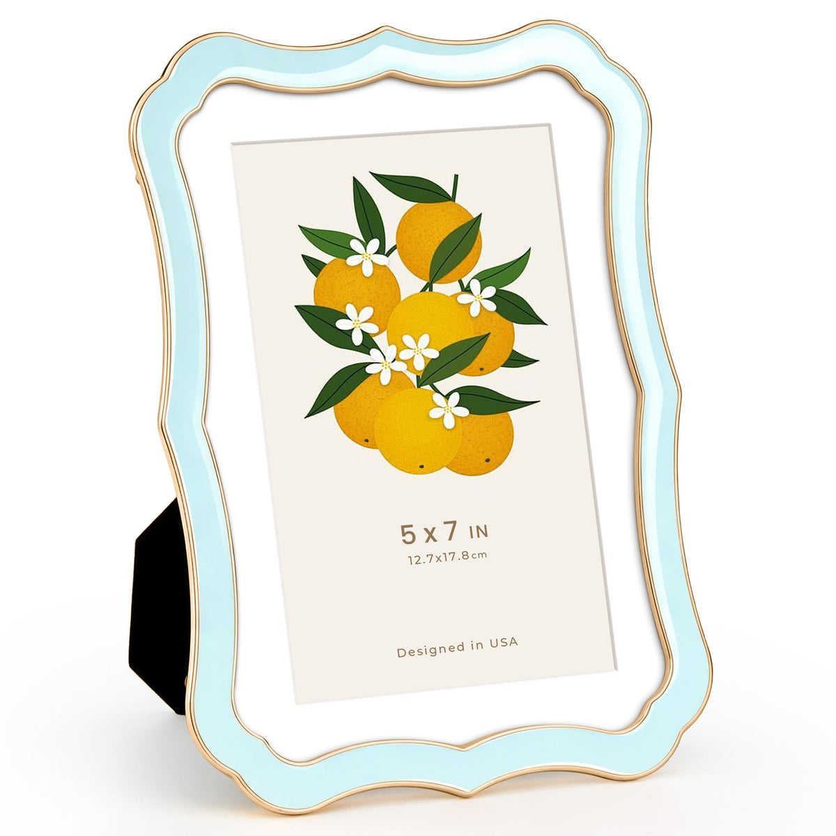 4x6 Enamel Picture Frame with HD-Tempered Glass, Display 3x5 Photo with Mat, Ornate Photo Frame with Gold Metal Edge & Velvet Back for Tabletop & Wall Mount Vertically or Horizontally Display, White