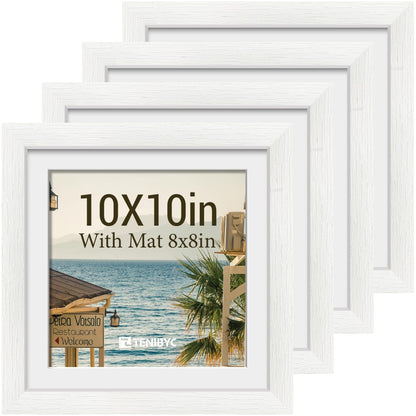 5x7 picture frame 4 Pack, 4x6 Mat, Black Wood, Glass, for Photo
