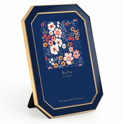4x6 Enamel Picture Frame with HD-Tempered Glass, Display 3x5 Photo with Mat, Ornate Photo Frame with Gold Metal Edge & Velvet Back for Tabletop & Wall Mount Vertically or Horizontally Display, White