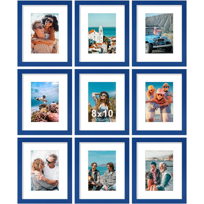 Vittanly 8x10 Picture Frames Set of 9 for Wall or Tabletop Display, Black