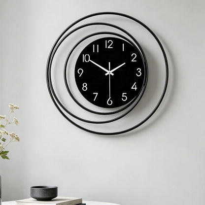 Dankeit 13inch Decorative Wall Clock, Silent Non-Ticking Quality Quartz Battery Operated, Large Wall Clock for Living Room Kitchen Home Bathroom Bedroom Wall Decor, Black