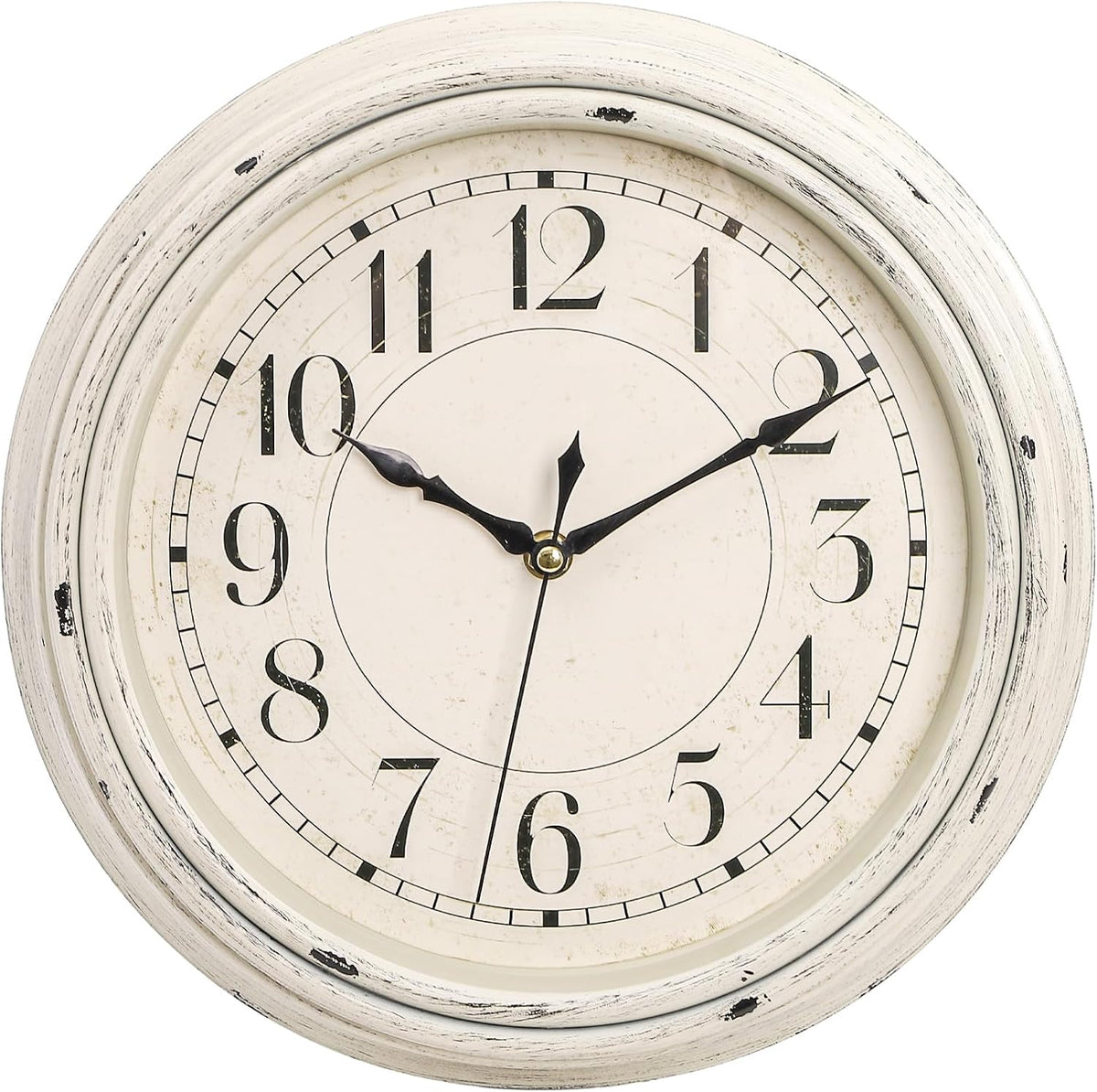 Peohud Silent Wall Clock, 12 Inch Vintage Non Ticking Quartz Battery Operated Round Clock, Rustic Wall Clock for Living Room Kitchen Home Office Classroom School