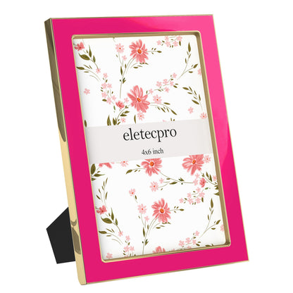 eletecpro 4x6 Enamel Picture Frame with Real Glass Cover, Pink, 1-Pack