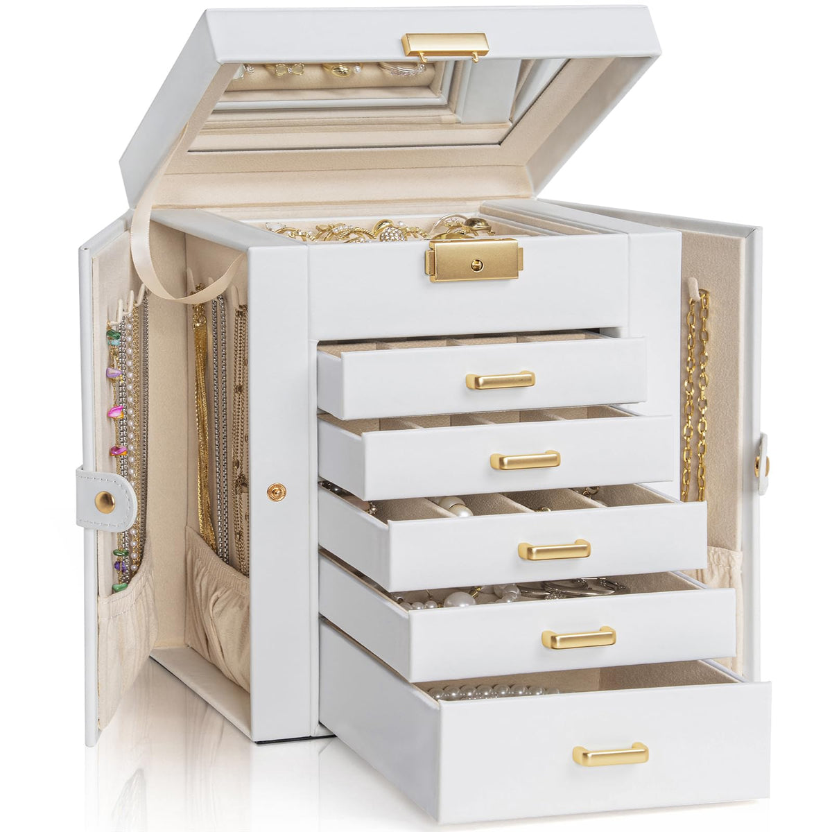 AKOZLIN 4-Tier Jewelry Box 3 Drawers Jewelry Storage Organizer for Women