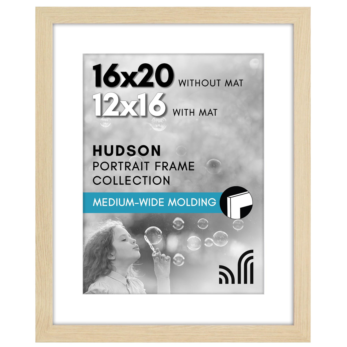 Americanflat 22x28 Poster Frame - Matted to 18x24 - Engineered Wood - Black