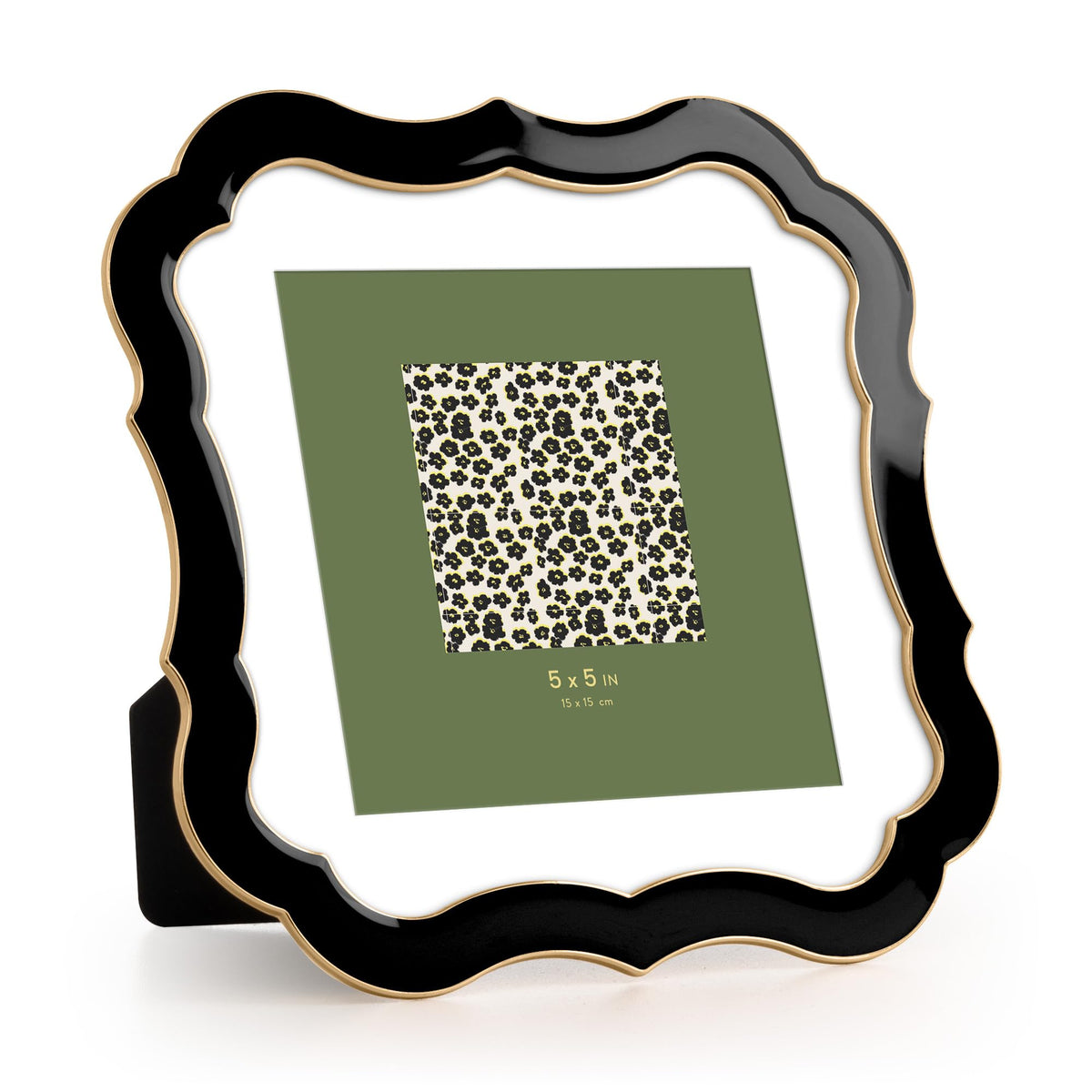 4x6 Enamel Picture Frame with HD-Tempered Glass, Display 3x5 Photo with Mat, Ornate Photo Frame with Gold Metal Edge & Velvet Back for Tabletop & Wall Mount Vertically or Horizontally Display, White