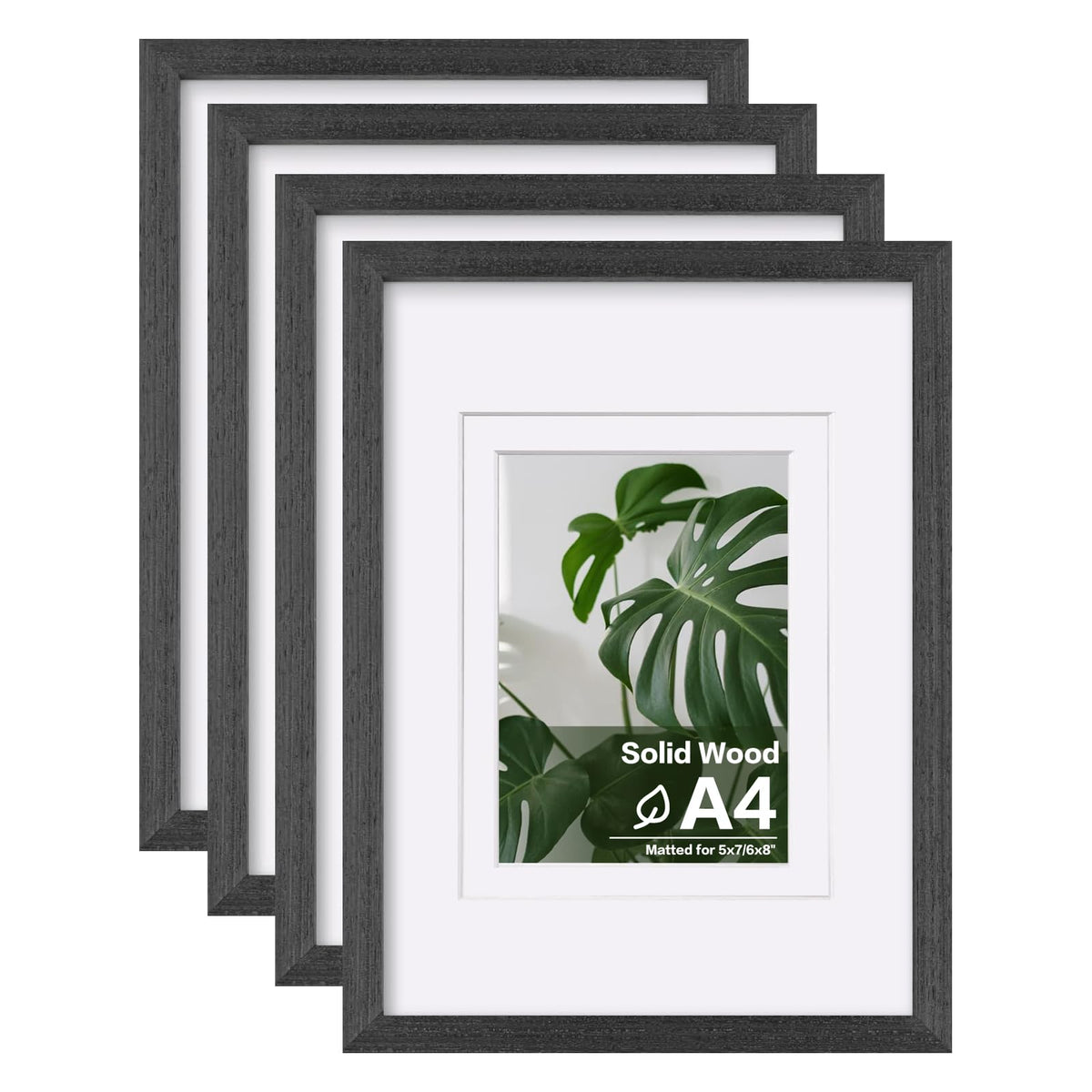 Egofine 8x10 Picture Frames Set of 4, Made of Solid Wood Covered by Plexiglass 4x6 and 5x7 with Mat or 8x10 without Mat, for Table Top Display and Wall Mounting Photo Frame White