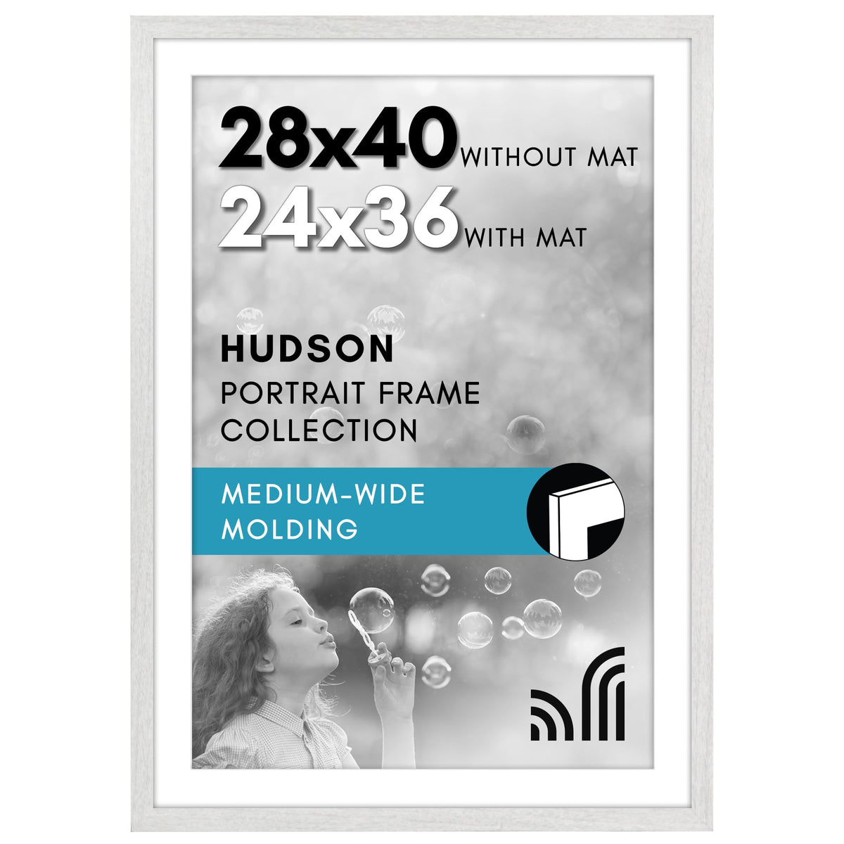 Americanflat 22x28 Poster Frame - Matted to 18x24 - Engineered Wood - Black