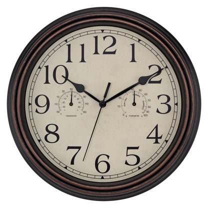 Foxtop 12 Inch Retro Wall Clock Round Silent Battery Operated Clock, Bronze