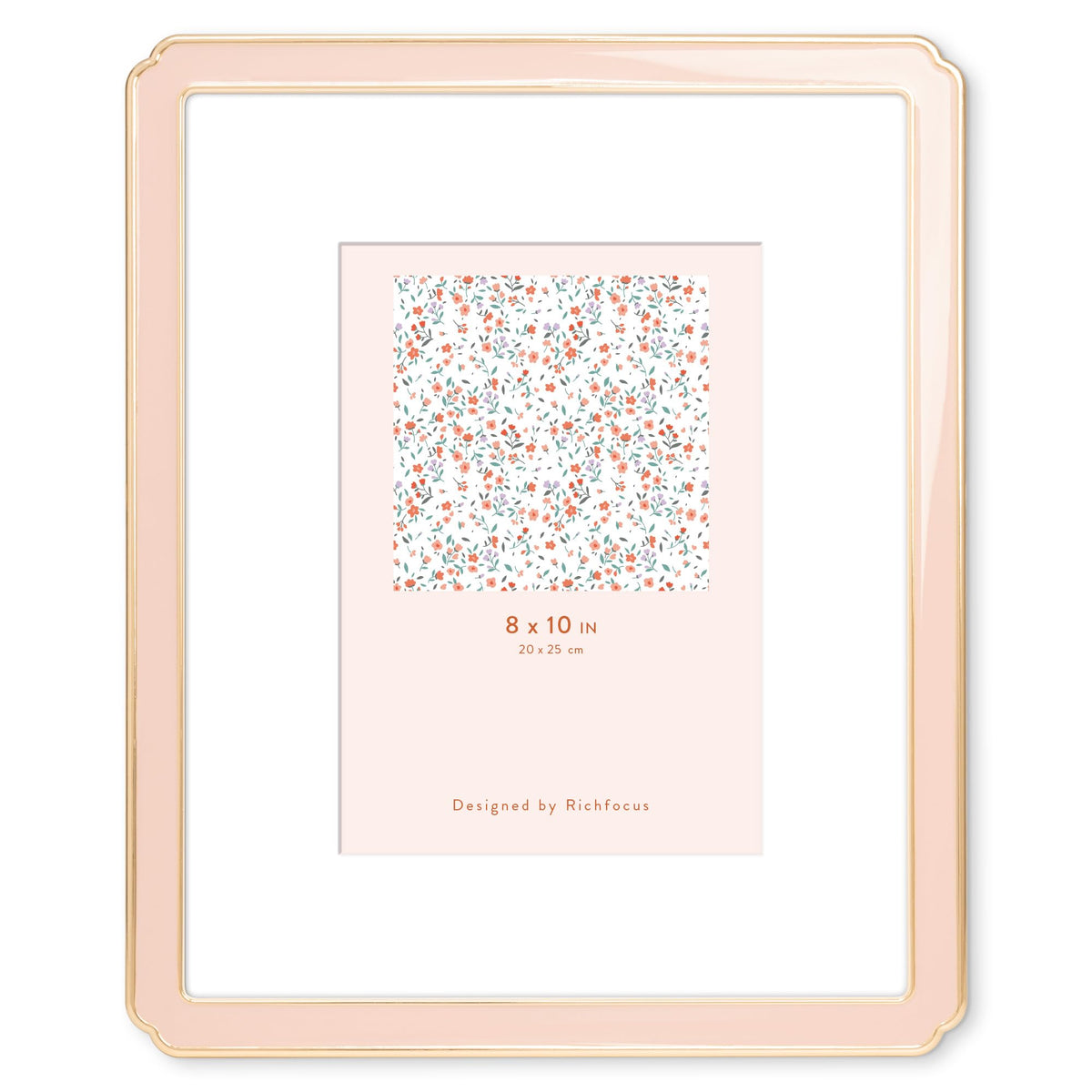 4x6 Enamel Picture Frame with HD-Tempered Glass, Display 3x5 Photo with Mat, Ornate Photo Frame with Gold Metal Edge & Velvet Back for Tabletop & Wall Mount Vertically or Horizontally Display, White