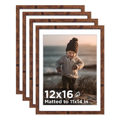 KINLINK 5x7 Picture Frame White Set of 4, Wooden Photo Frames Matted 4x6 with Plexiglass for 4x6 with Mat or 5x7 without Mat for Table and Wall Display