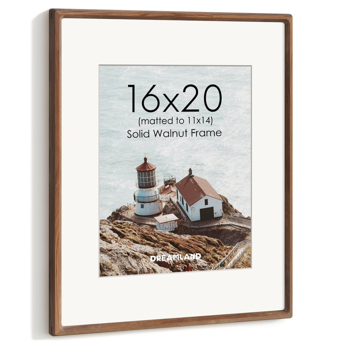 Dreamland 8x10 Picture Frame, USA-Sourced Oak Wood Photo Frames with HD Tempered Glass, 8 x 10 Wooden Frame Matted to 5 x 7, 8x10 Frames Handcrafted Rounded Corner for Tabletop or Wall Display