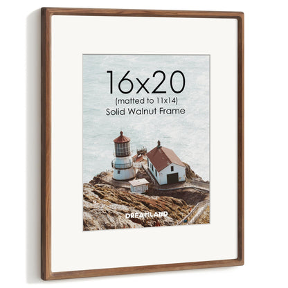 Dreamland 8x10 Picture Frame, USA-Sourced Oak Wood Photo Frames with HD Tempered Glass, 8 x 10 Wooden Frame Matted to 5 x 7, 8x10 Frames Handcrafted Rounded Corner for Tabletop or Wall Display