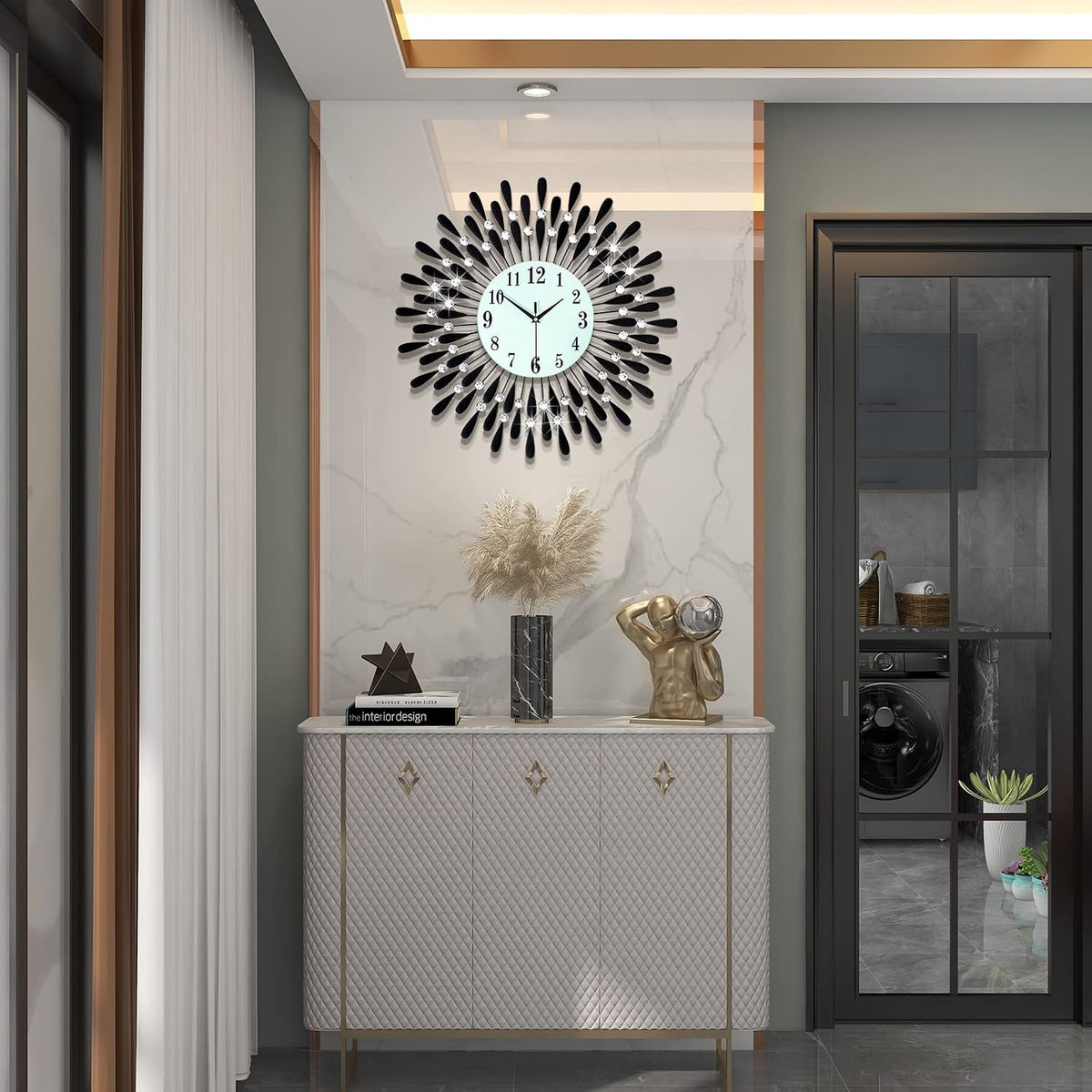 Large Wall Clocks for Living Room Decor Big Modern Silent Clock