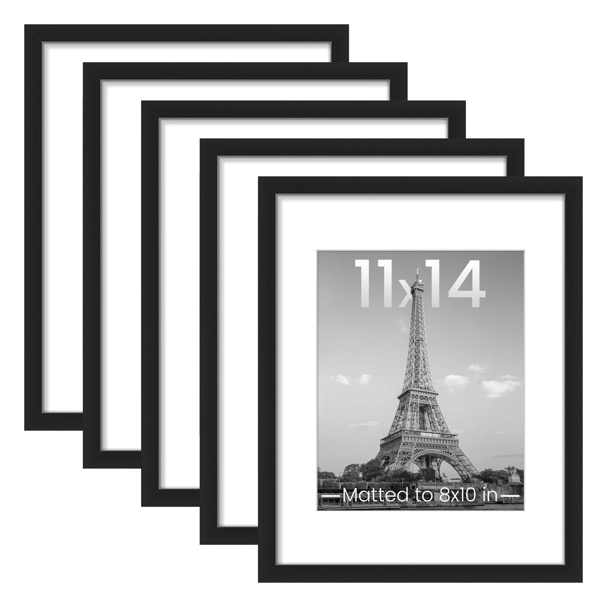 upsimples 8x10 Picture Frames, Gallery Wall Frames Set of 5, Black