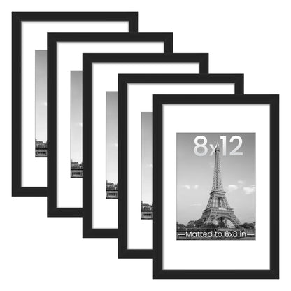 upsimples 8x10 Picture Frames, Gallery Wall Frames Set of 5, Black