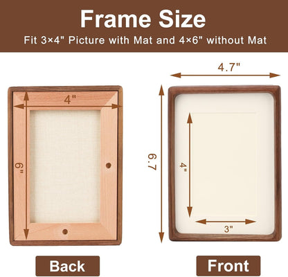 4x6 Picture Frame with 3x4 Mat - Rustic Farmhouse Walnut Wood Frame, Wall & Tabletop Display for Wedding Photos & Home Décor (4x6,Walnut)