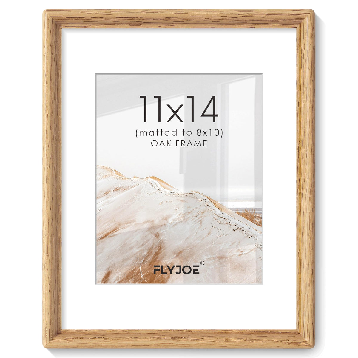 FLYJOE 11x14 Picture Frame, Solid Walnut Wood Frame with Mat for 8x10 Photo