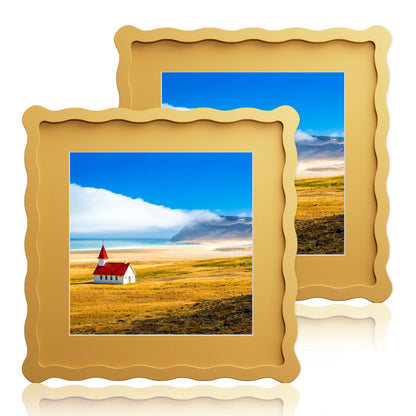 5x7 Wavy Picture Frame with 4x6 Mat, 5 x 7 Wood Frame, Real Glass