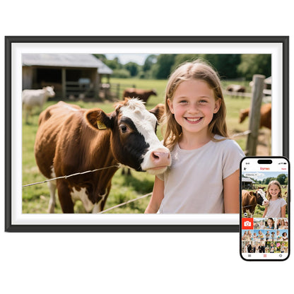 Frameo 10.1 Inch WiFi Digital Picture Frame, Smart Cloud Electronic Photo Frame with HD IPS Touch Screen Slideshow 32GB Memory Auto-Rotate Wall Mount, Share Photos/Videos from Phone - Gifts for Mom