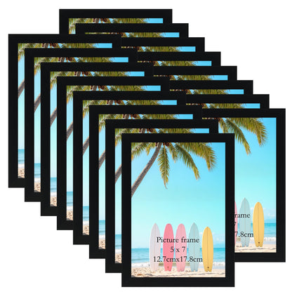Giftgarden 5x7 Picture Frame Set of 18, Lightweight 5 by 7 Frames Bulk for Gallery Wall Photo Hanging and Tabletop Display, Black