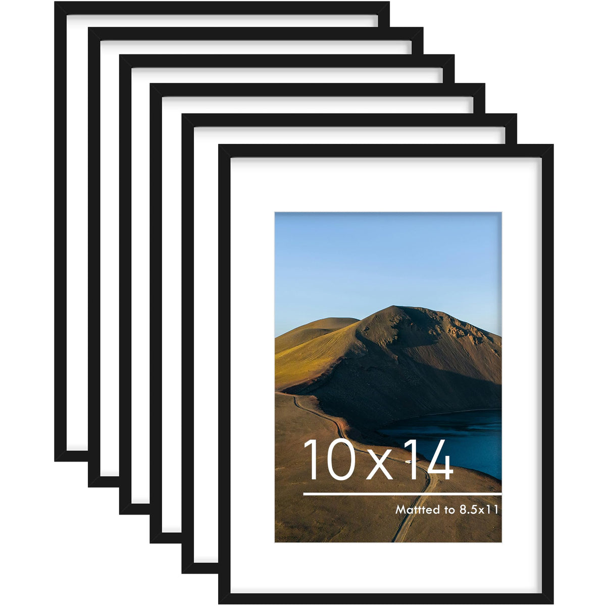 PEALSN 8x10 Picture Frame Set of 6,Wall or Tabletop Display,Black Woodgrain