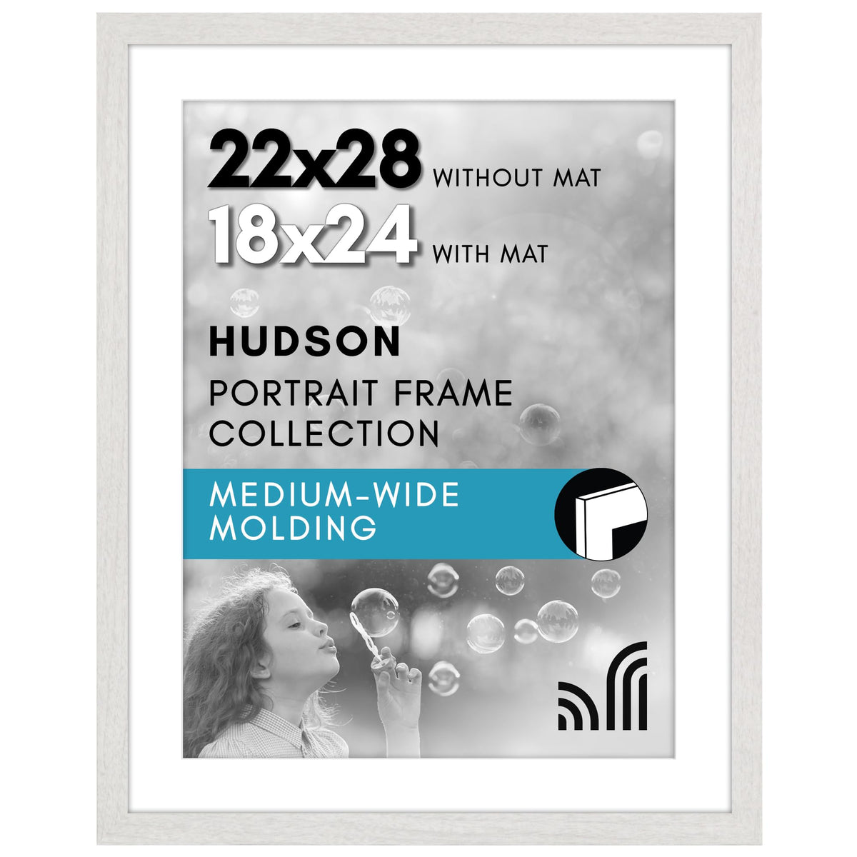 Americanflat 22x28 Poster Frame - Matted to 18x24 - Engineered Wood - Black