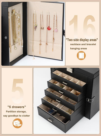BOOVO Large Jewelry Box for Women 6 Layer