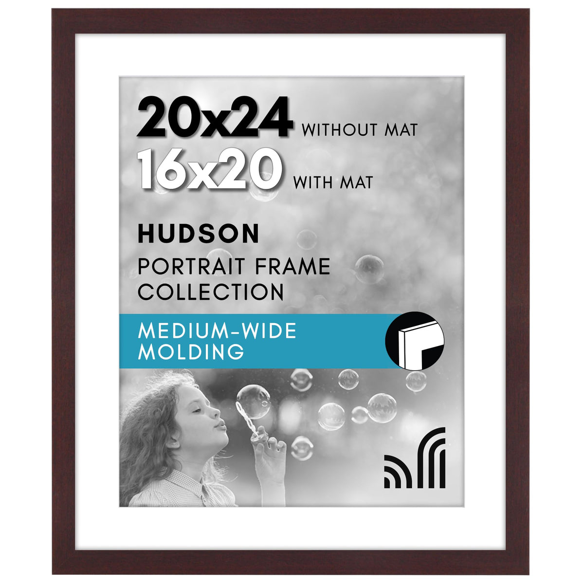 Americanflat 22x28 Poster Frame - Matted to 18x24 - Engineered Wood - Black