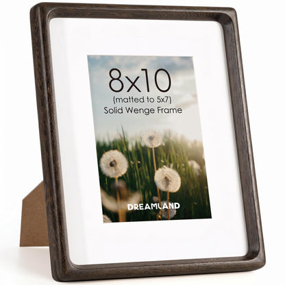Dreamland 8x10 Picture Frame, USA-Sourced Oak Wood Photo Frames with HD Tempered Glass, 8 x 10 Wooden Frame Matted to 5 x 7, 8x10 Frames Handcrafted Rounded Corner for Tabletop or Wall Display
