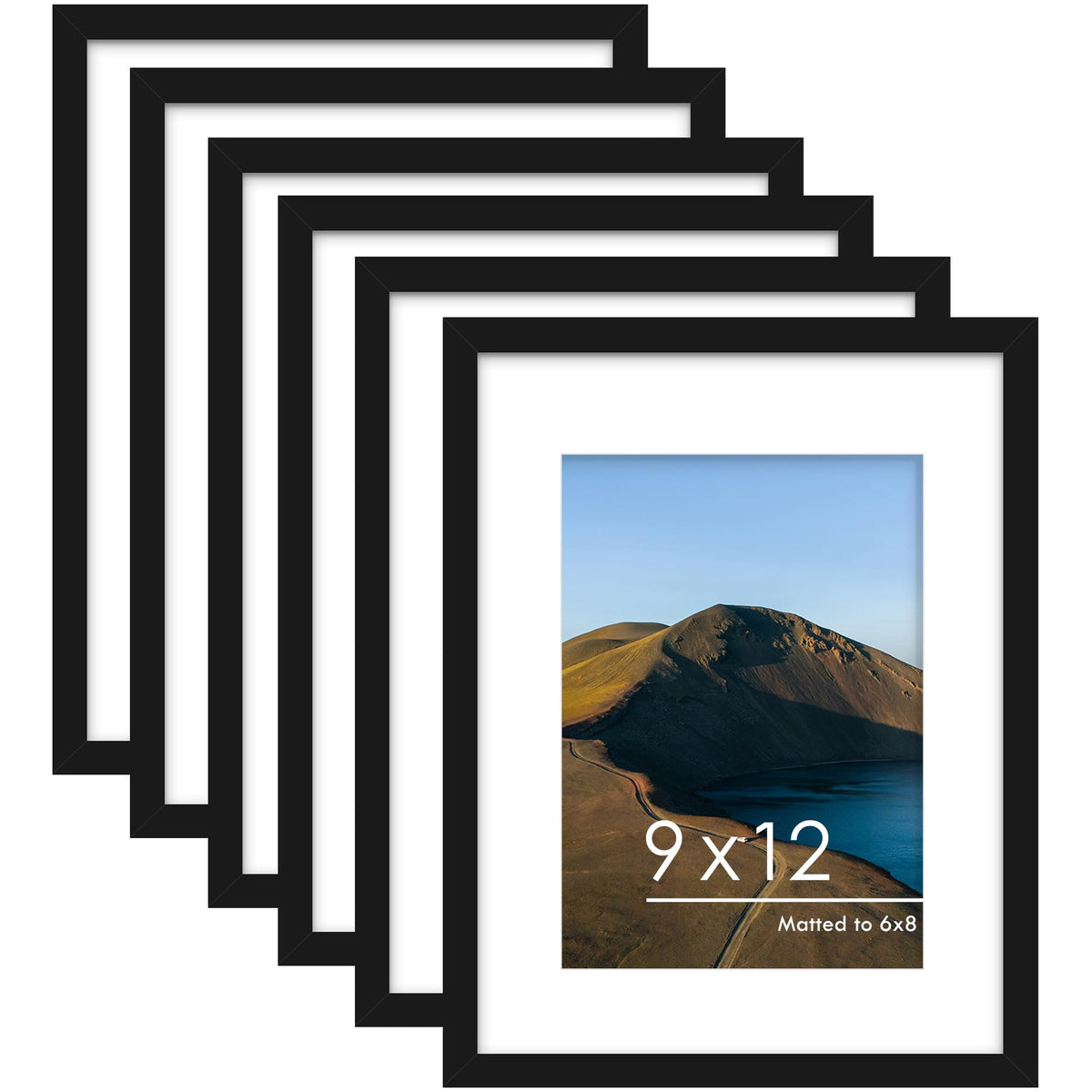 PEALSN 8x10 Picture Frame Set of 6,Wall or Tabletop Display,Black Woodgrain