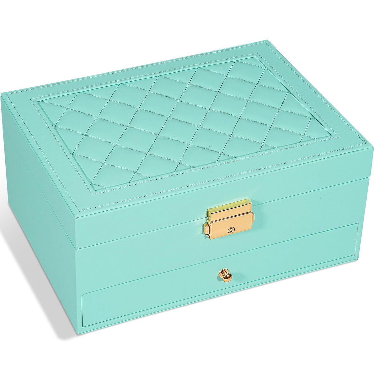 GUOER Jewelry Box for Women Girl Wife - Large PU Leather Jewelry Organizer Storage Case with Two Layers Display for Earrings Bracelets Rings Watches Mothers Day Gifts (Black)