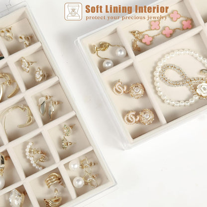 GUOER Earring Organizer 5 Drawers Acrylic Jewelry Box for Women, Warm White