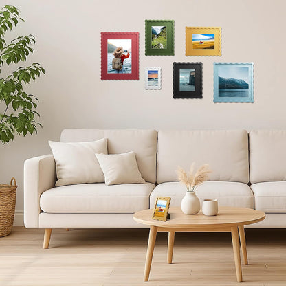 5x7 Wavy Picture Frame with 4x6 Mat, 5 x 7 Wood Frame, Real Glass