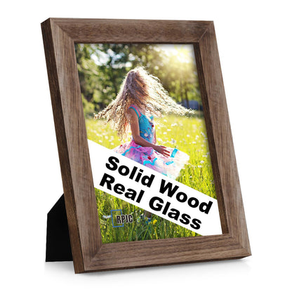 RPJC 5x7 Solid Wood Picture Frame with Real Glass Cover Black