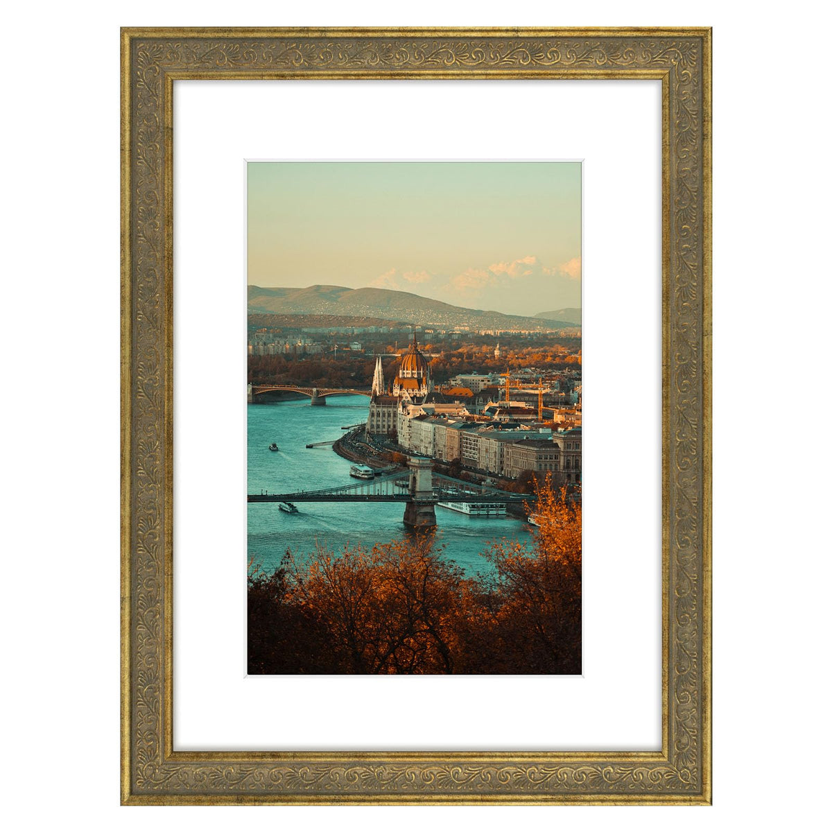 Golden State Art 11x14 Bronze Photo Frame White Mat for 8x10 Real Glass