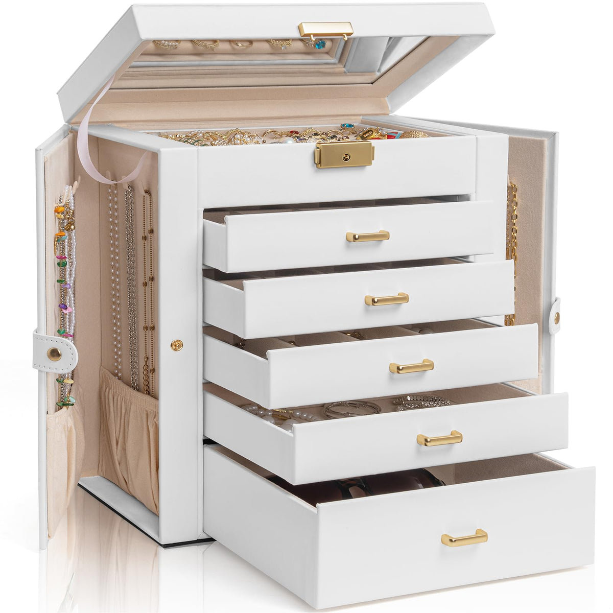 AKOZLIN 4-Tier Jewelry Box 3 Drawers Jewelry Storage Organizer for Women