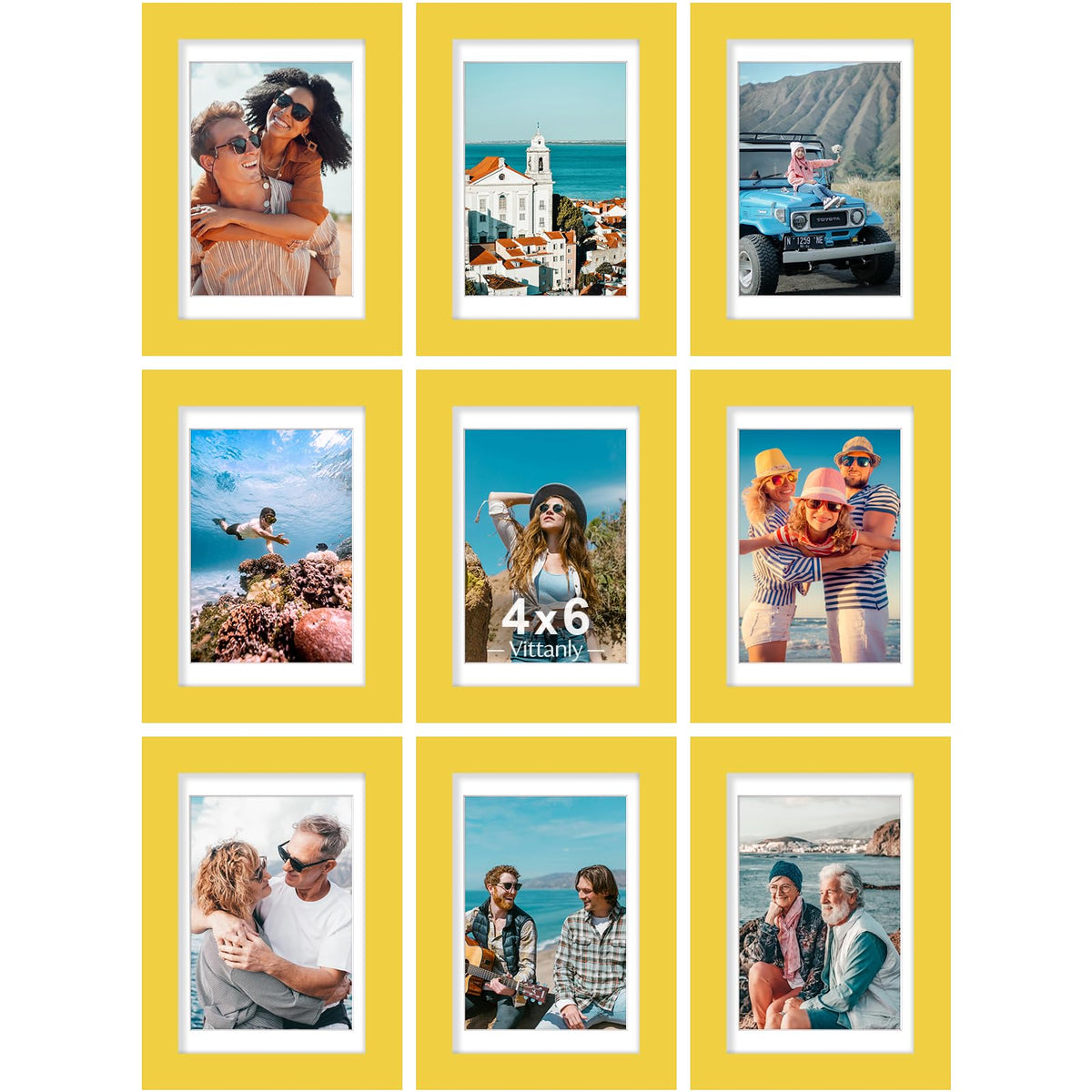 Vittanly 8x10 Picture Frames Set of 9 for Wall or Tabletop Display, Black