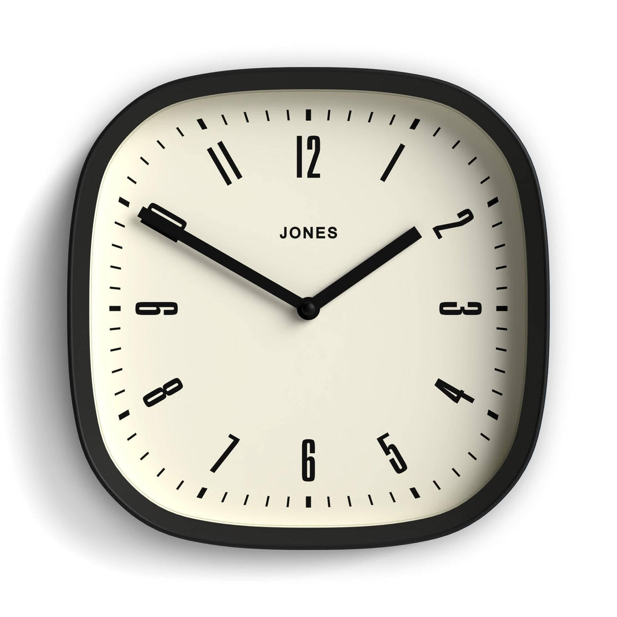 JONES CLOCKS® Marvel wall Clock | Retro Rounded Square Clock | 10" | Black