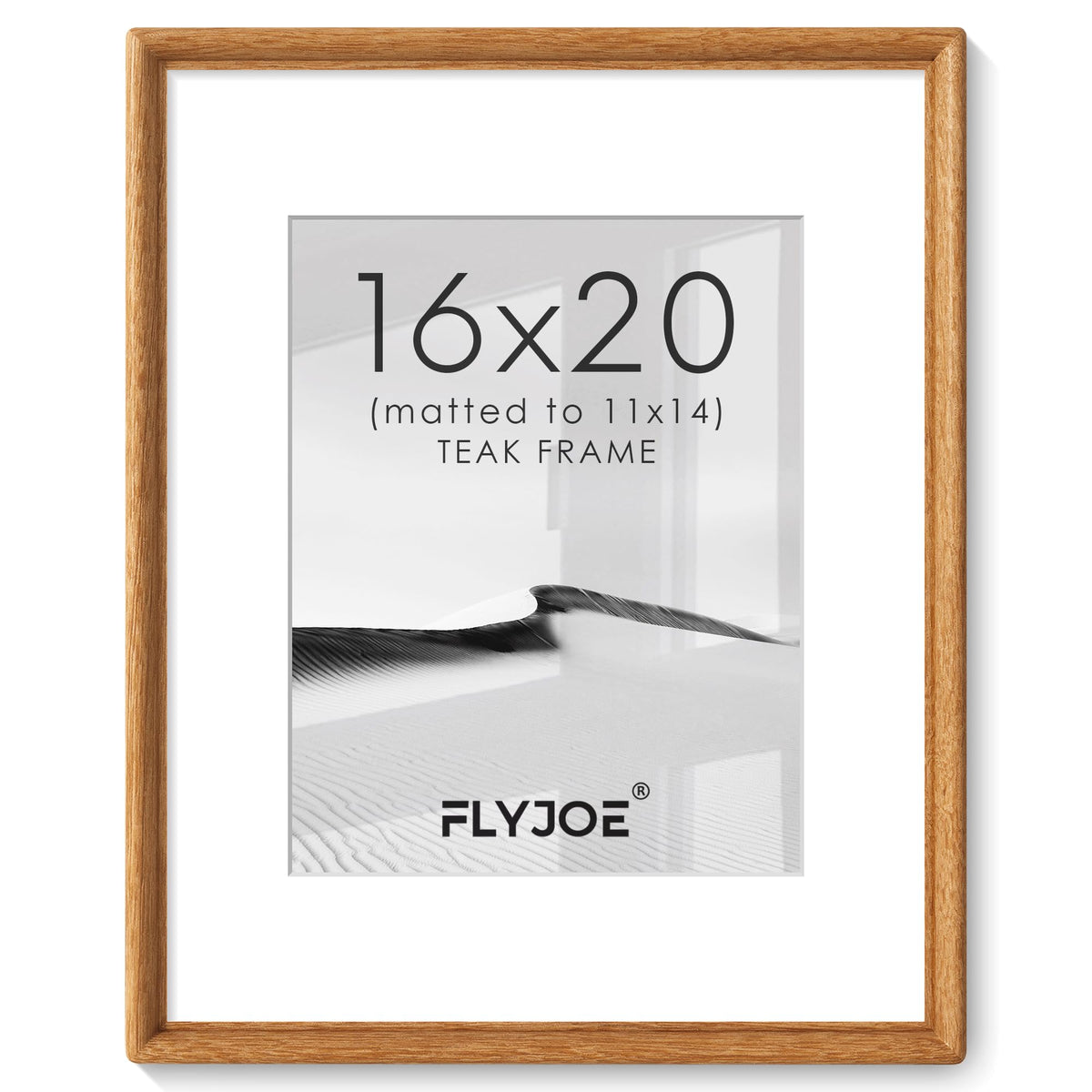FLYJOE 11x14 Picture Frame, Solid Walnut Wood Frame with Mat for 8x10 Photo