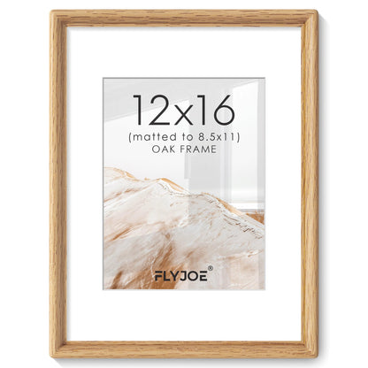 FLYJOE 11x14 Picture Frame, Solid Walnut Wood Frame with Mat for 8x10 Photo