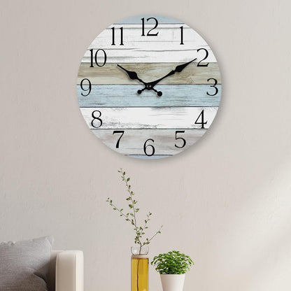 8 Inch Wall Clock, Silent Battery Operated Analog Clock, Blue